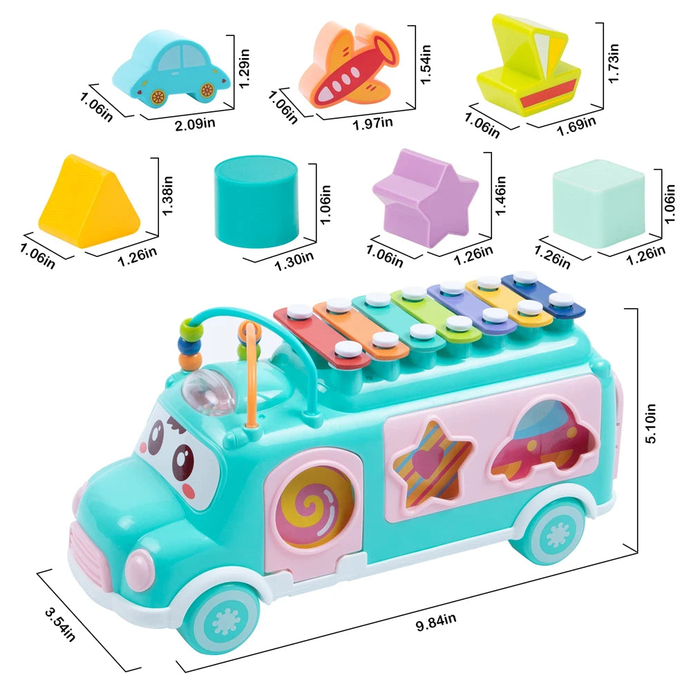 Baby Toy Cartoon Musical Instrument Bus Baby Toys Hand Knock Girl Boy Piano Education For 12-18 Months Baby Toy Gift