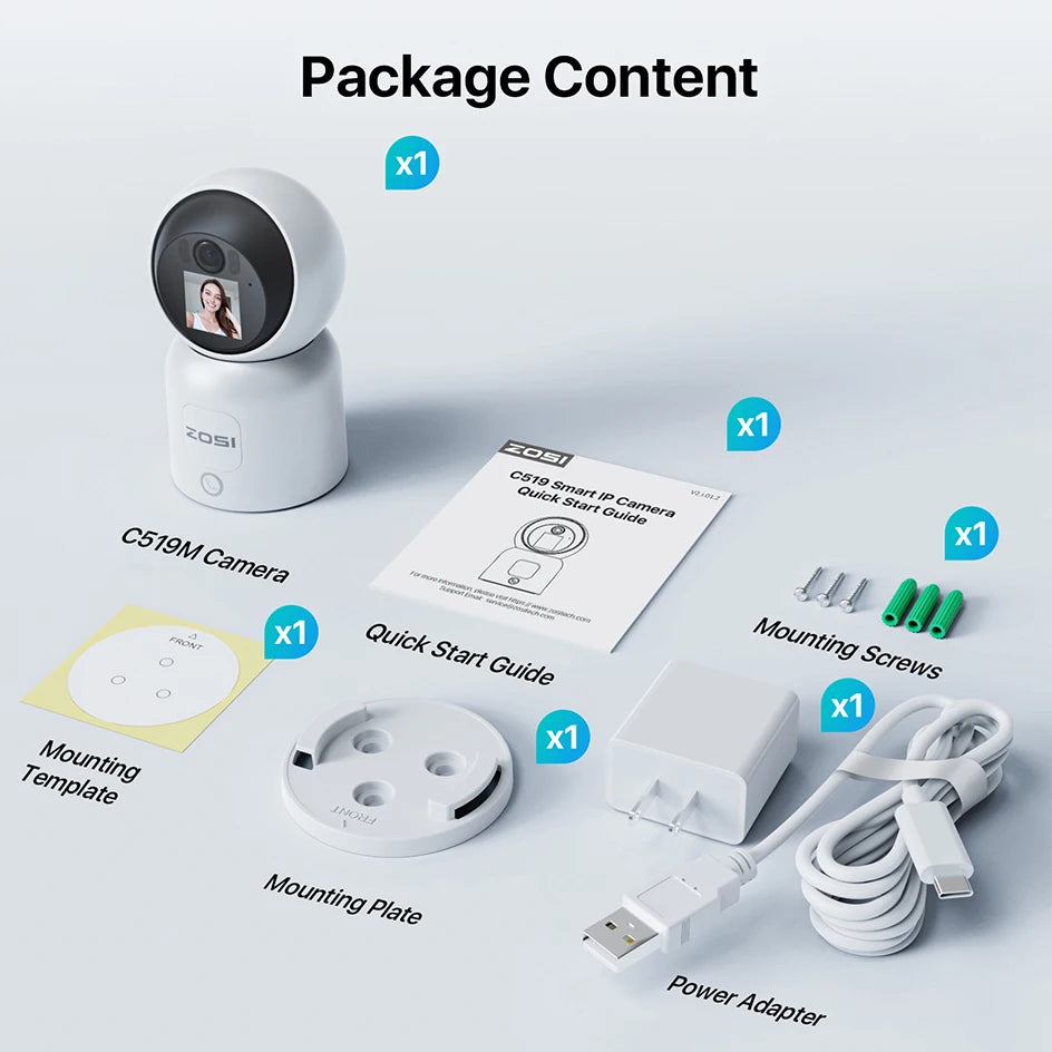 ZOSI C519M 4MP/5MP/4K Security Camera Indoor 2.4/5GHz WiFi Surveillance Camera 2-Way Video Baby/Pet Monitor 360° View Home Cam