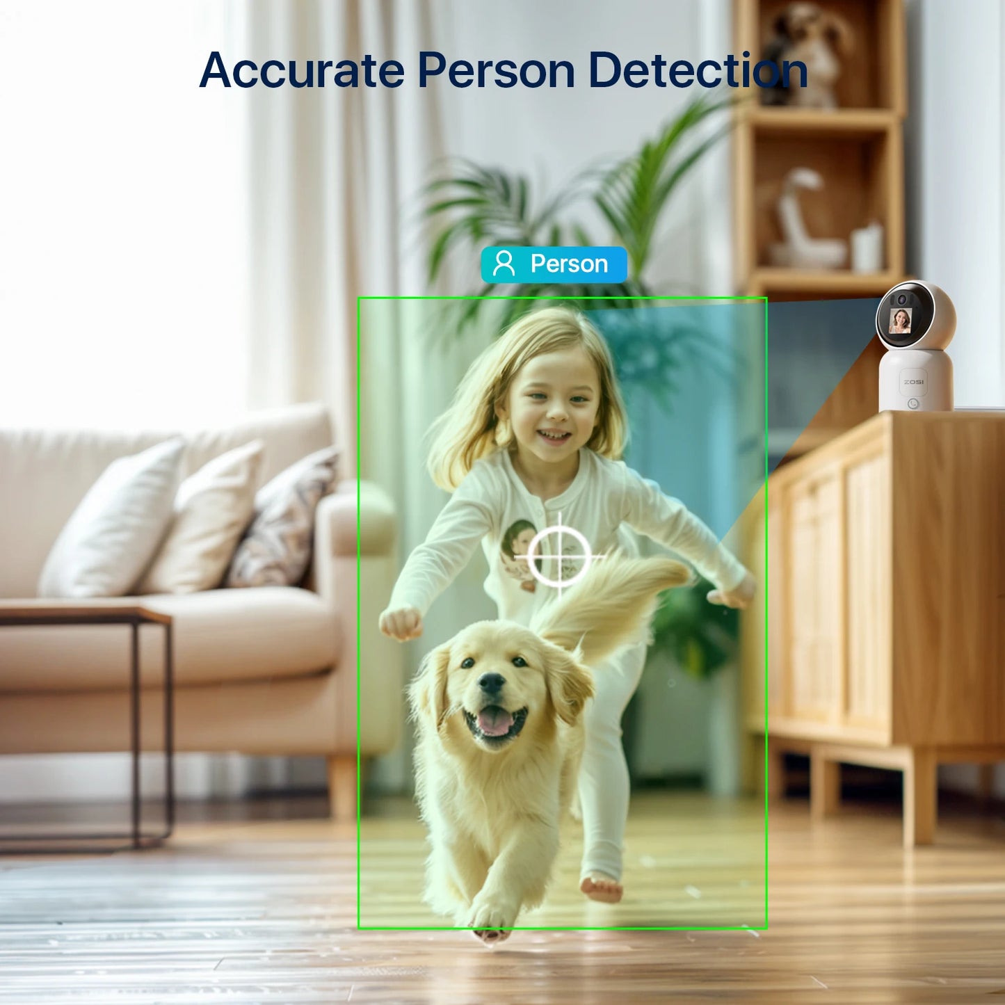 ZOSI C519M 4MP/5MP/4K Security Camera Indoor 2.4/5GHz WiFi Surveillance Camera 2-Way Video Baby/Pet Monitor 360° View Home Cam