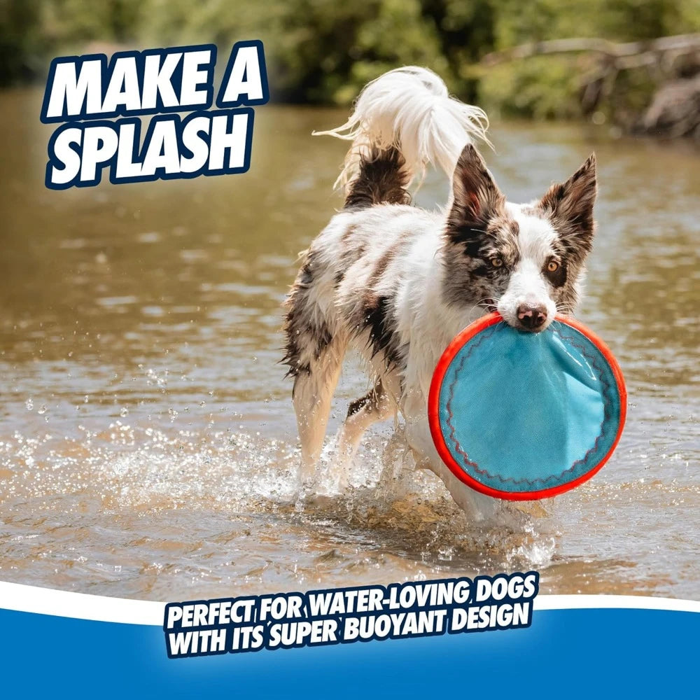 Paraflight Flying Disc Dog Toy - Water Floating Flyer - Durable Nylon Construction with Soft Rubber Edges