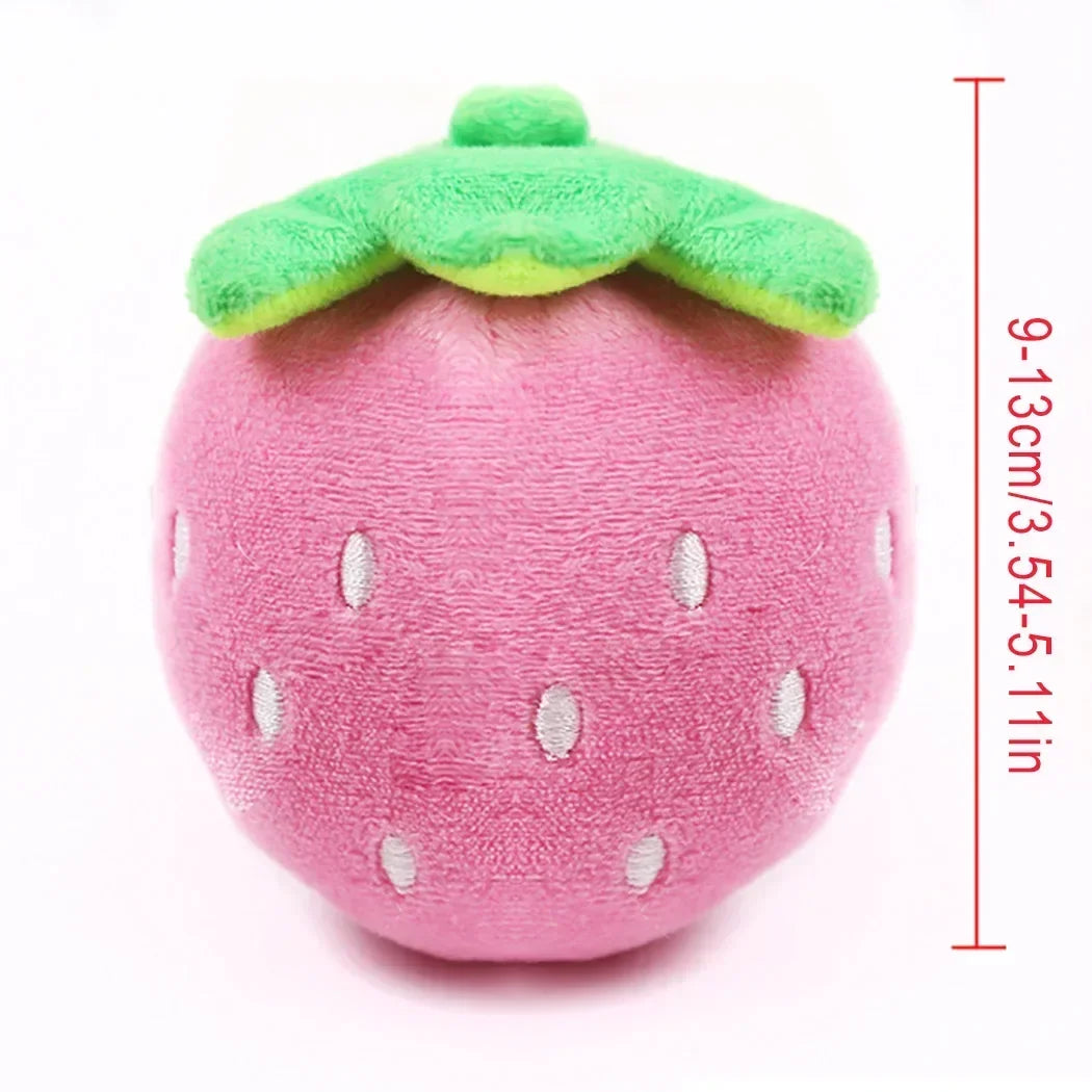 Animals Cartoon Dog Toys Stuffed Squeaking Pet Toy Cute Plush Puzzle For Dogs Cat Chew Squeaker Squeaky Toy For Pet Strawberry