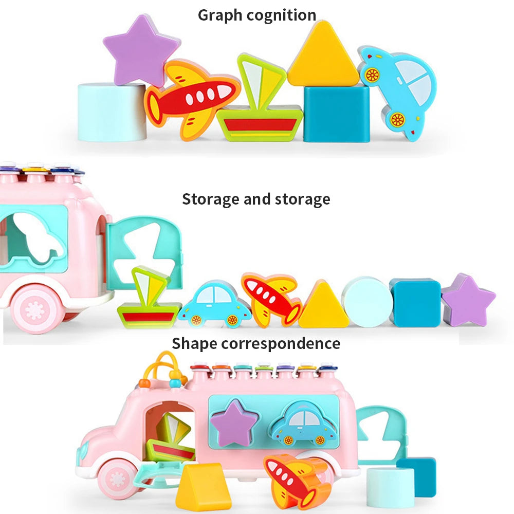 Baby Toy Cartoon Musical Instrument Bus Baby Toys Hand Knock Girl Boy Piano Education For 12-18 Months Baby Toy Gift