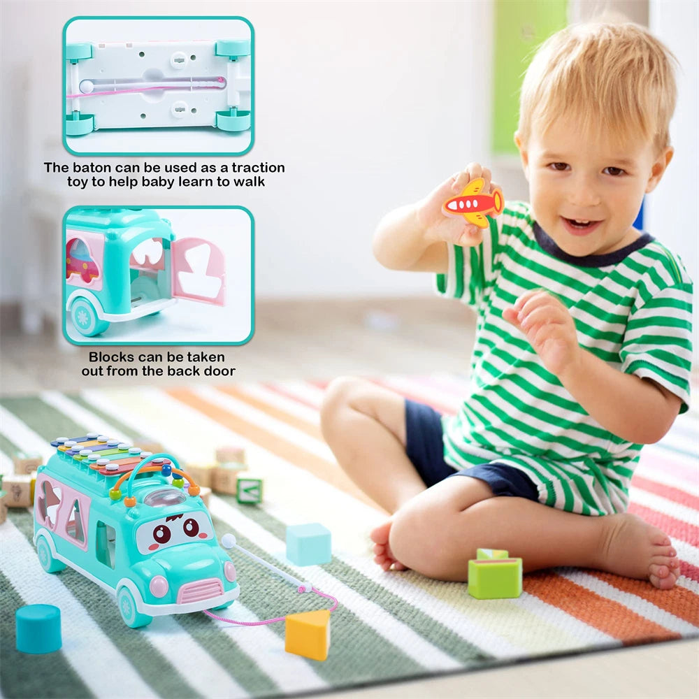 Baby Toy Cartoon Musical Instrument Bus Baby Toys Hand Knock Girl Boy Piano Education For 12-18 Months Baby Toy Gift